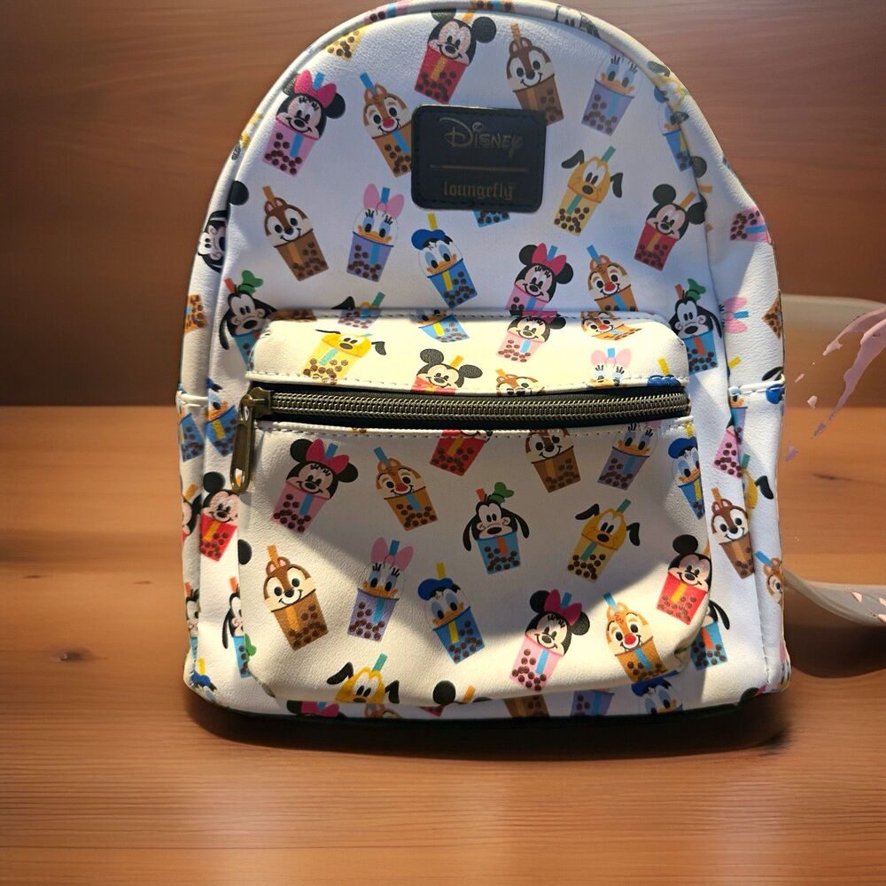 Loungefly Disney Mini Backpack White Multicolor Character Print Mickey Minnie